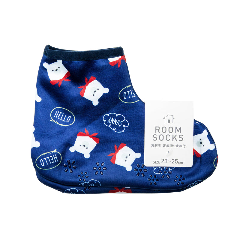 Socks (Fleece Lining/Non-Slip/For Indoor/Bears/23-25cm/1 Pair/Paire/SMCol(s): Navy)