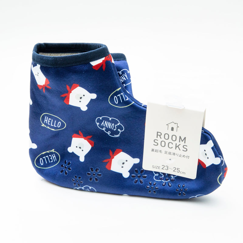 Socks (Fleece Lining/Non-Slip/For Indoor/Bears/23-25cm/1 Pair/Paire/SMCol(s): Navy)