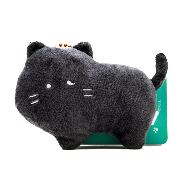 Plushie (Key Chain/Cute Eyes Dogs & Cats: Black Cat/Palm Size/3x10x8cm/Yell/SMCol(s): Black,White)