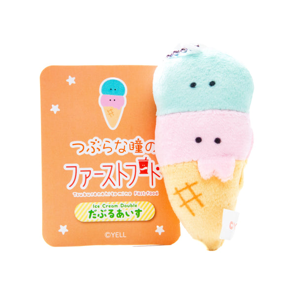 Plushie (Key Chain/Mini/Cute Eyes Fast Food: Double-Scoop Ice Cream/Palm Size/2x3x7cm/Yell/SMCol(s): Blue,Pink,Yellow)