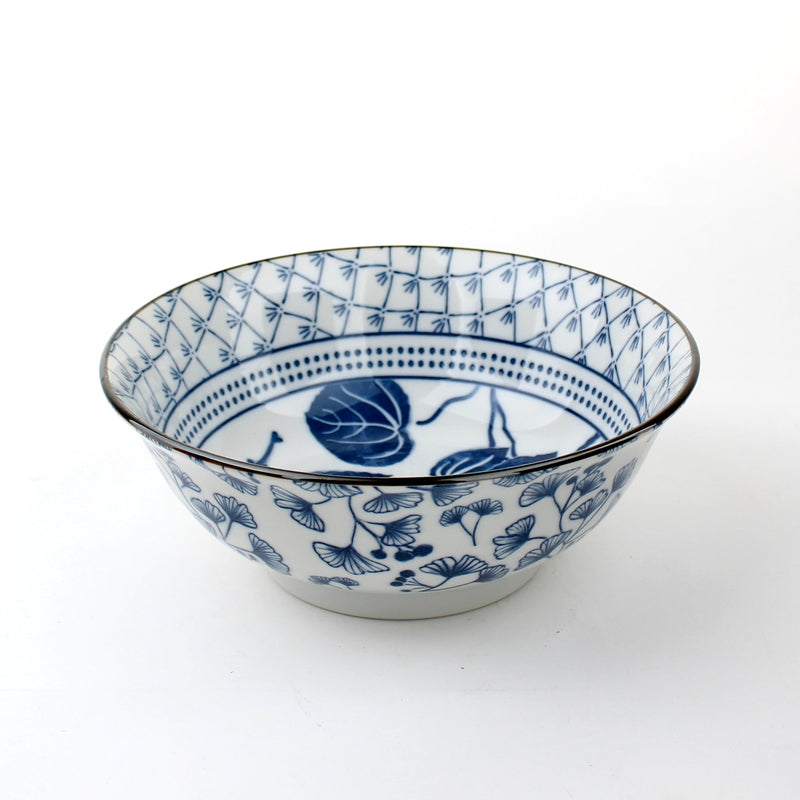 Sometsuke/Hollyhock 20.5 cm Ceramic Ramen Bowl