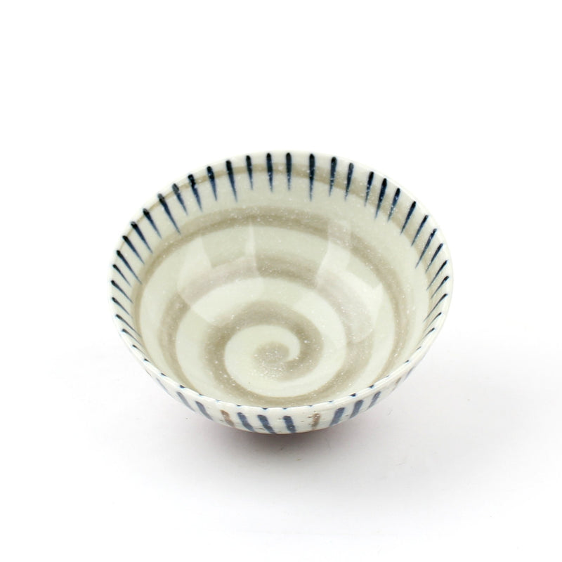 Swirl/Tokusa-Ten Grass 12 cm Ceramic Rice Bowl