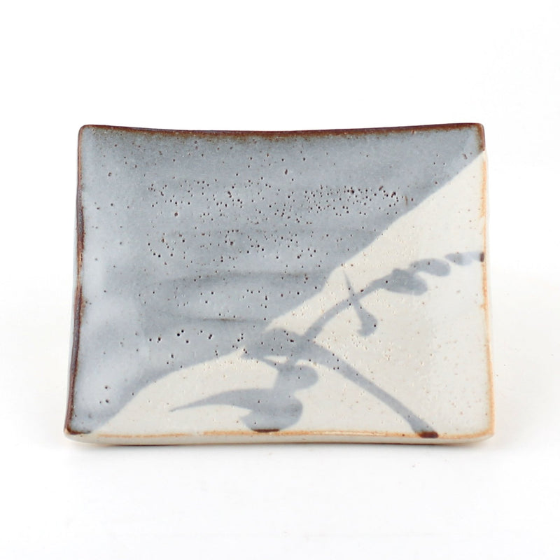 Nezumi Shino/Split Colouring 12.5 cm Ceramic Square Dish