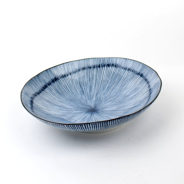 Hoso Tokusa-Thin Ten Grass 19.5 cm Ceramic Dish