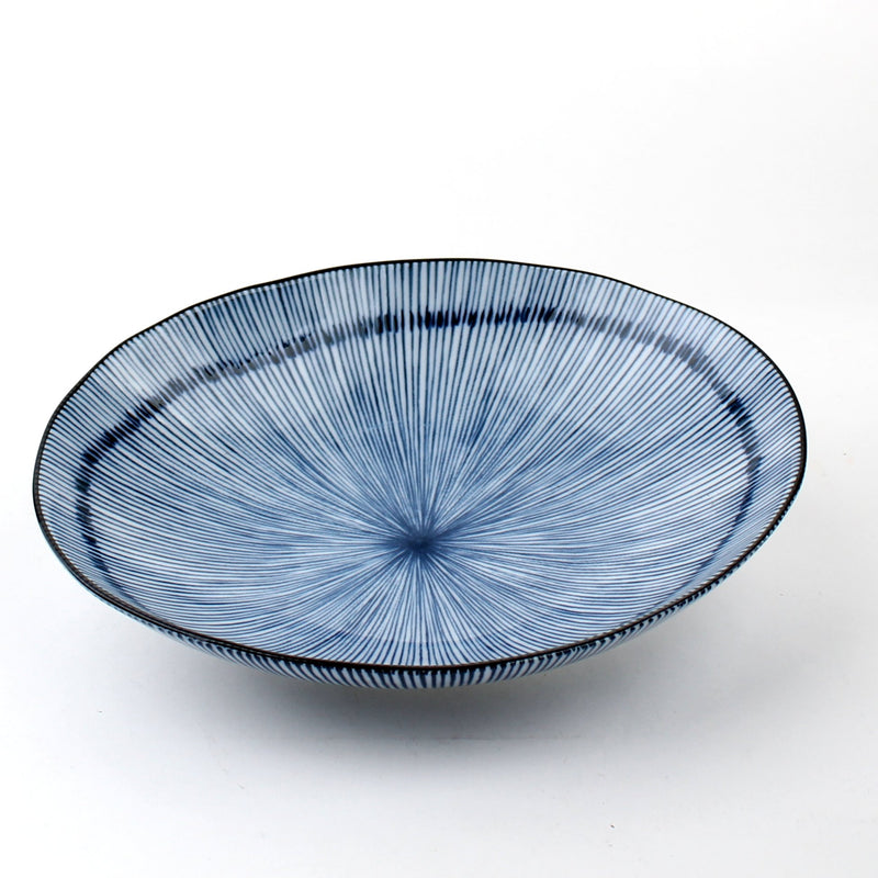 Hoso Tokusa-Thin Ten Grass 19.5 cm Ceramic Dish