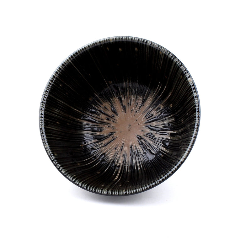 Sendan Tokusa-Ten Grass Black Porcelain Rice Bowl (M/6cm/d.12cm)