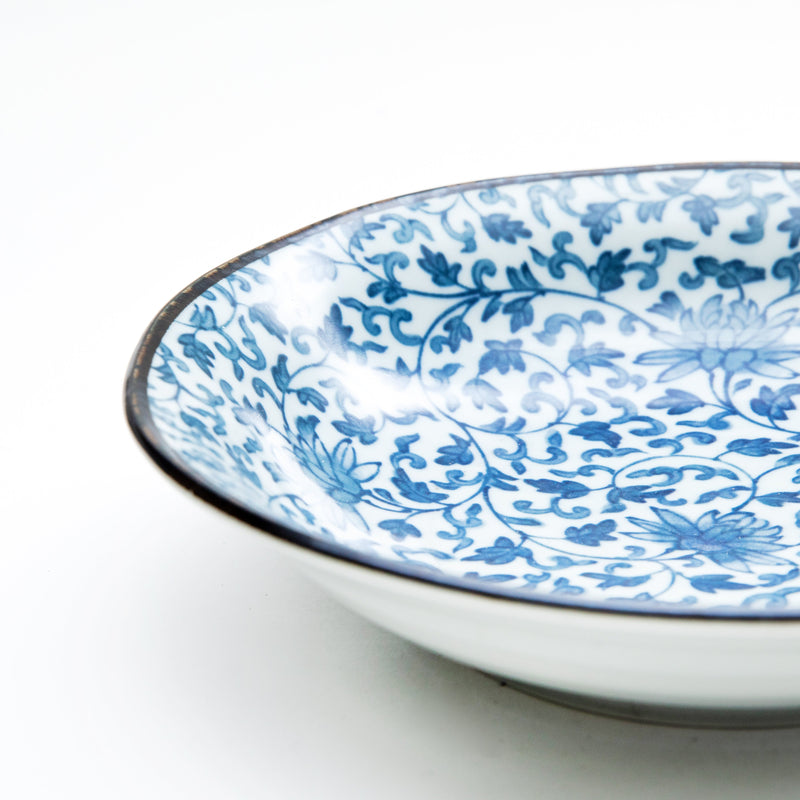 Deep Plate (Porcelain/Flower Arabesque/4.5cm/Ø20.5cm/SMCol(s): Blue)