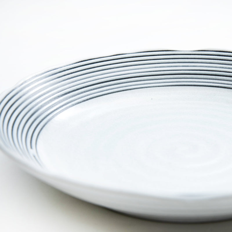 Deep Plate (Porcelain/Lines/4cm/Ø22cm/SMCol(s): Grey,White)