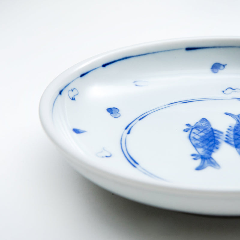Plate (Porcelain/Two Fish/3cm/Ø16.8cm/SMCol(s): Blue,White)
