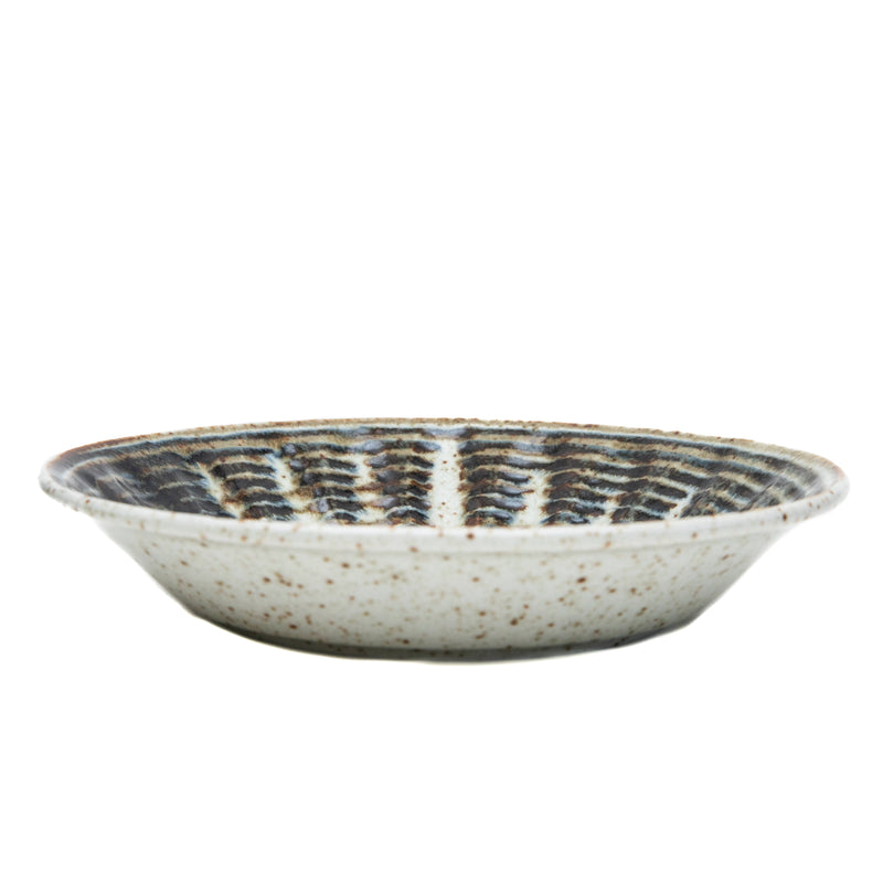 Deep Plate (Porcelain/Lines Shinogi/3.5cm/Ø19.5cm/SMCol(s): Brown,White)
