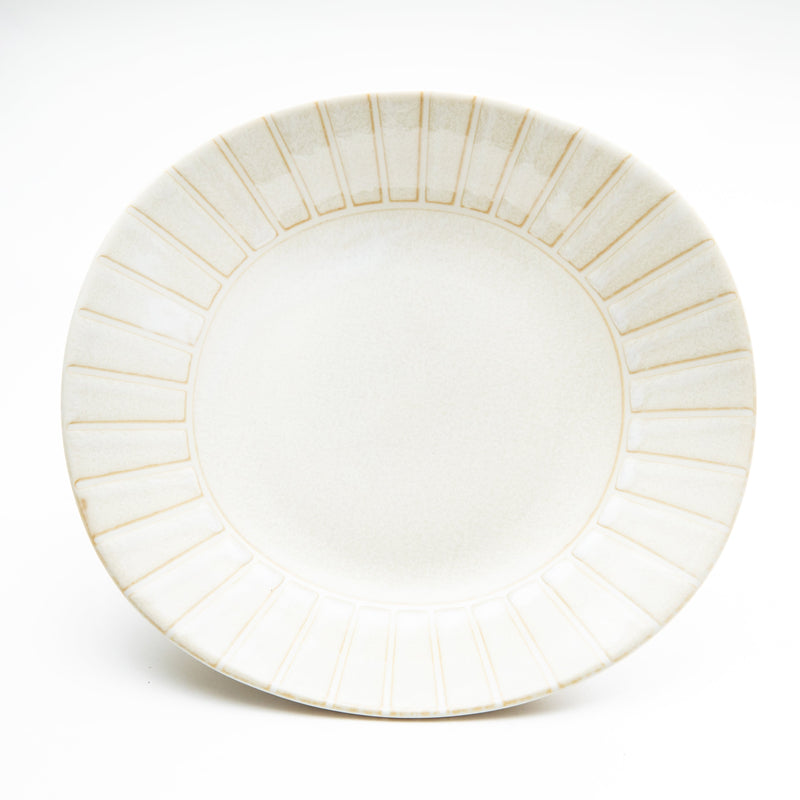 Plate (Porcelain/Shinogi/Oval/4.3cm/Ø20cm/SMCol(s): Cream)