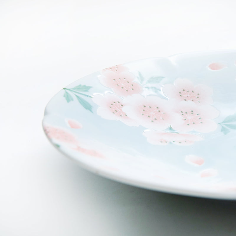 Plate (Porcelain/Ring of Cherry Blossom/4cm/Ø22.5cm/SMCol(s): Pink,Blue)