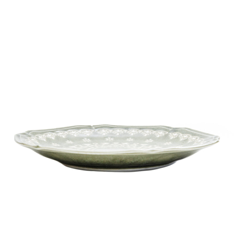 Plate (Porcelain/Lace/Scalloped Edge/24x23.5x3cm/SMCol(s): Moss Green)