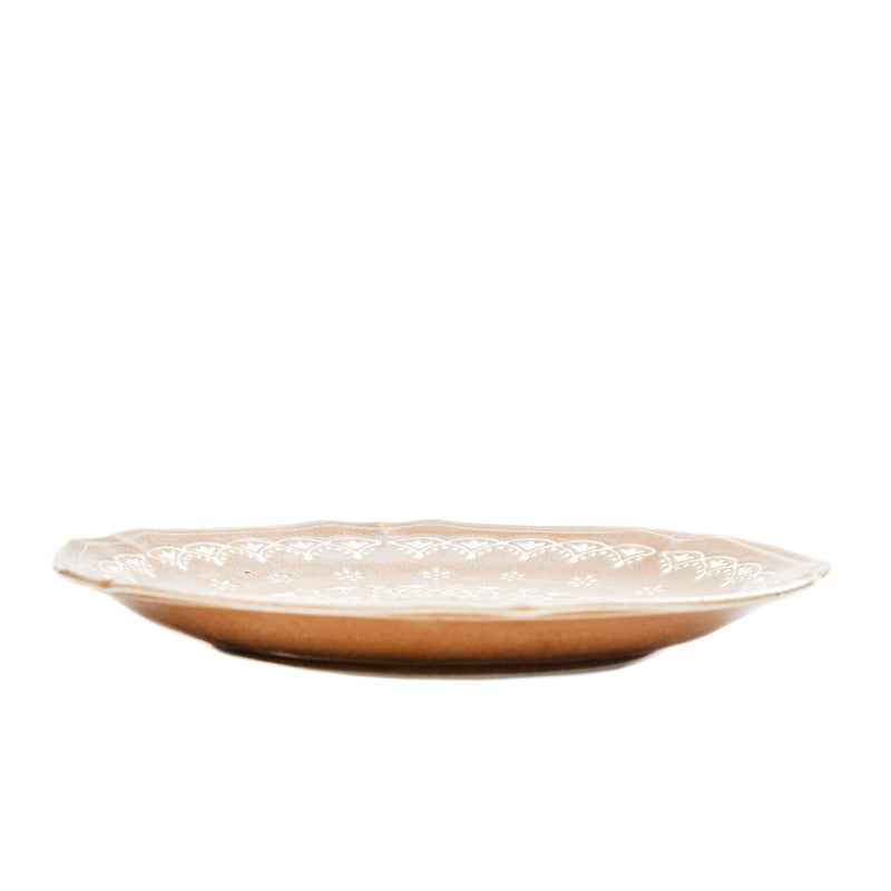 Plate (Porcelain/Lace/Scalloped Edge/24x23.5x3cm/SMCol(s): Brown)