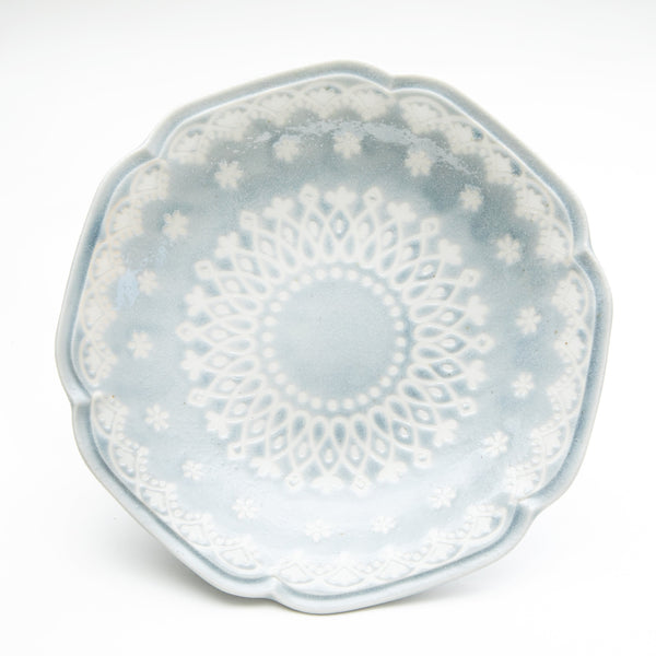 Plate (Porcelain/Lace/Scalloped Edge/21.5x21x4cm/SMCol(s): Grey)