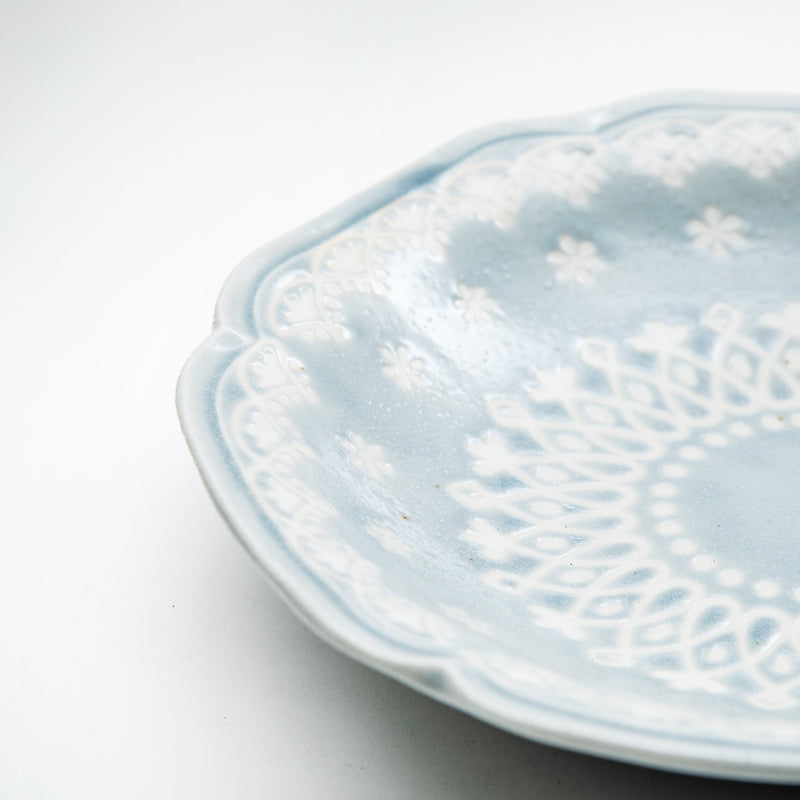 Plate (Porcelain/Lace/Scalloped Edge/21.5x21x4cm/SMCol(s): Grey)