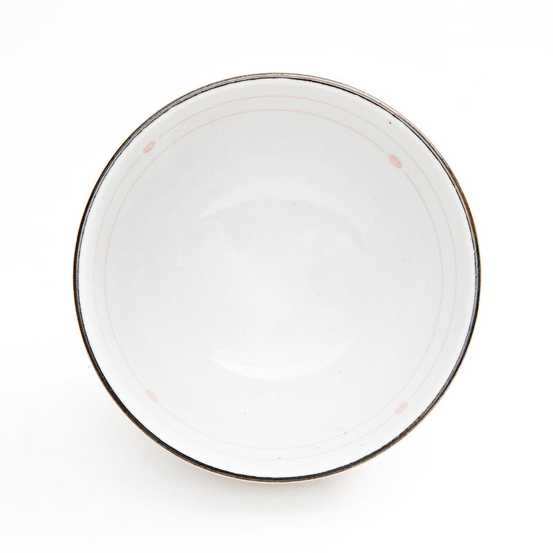 Rice Bowl (Porcelain/Dots & Lines/6.5cm/Ø12cm/SMCol(s): White,Brown)