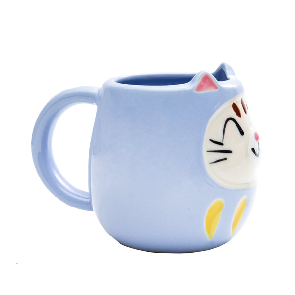 Mug (Porcelain/Microwave & Dishwasher Safe/Daruma Cat/With Ears/7cm/Ø11cm/SMCol(s): Lavender)