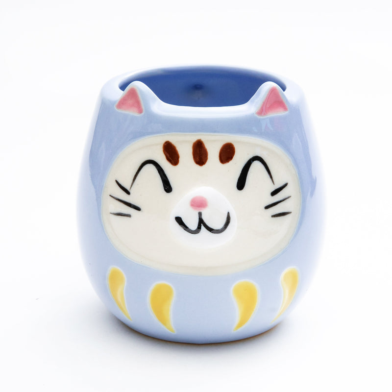 Mug (Porcelain/Microwave & Dishwasher Safe/Daruma Cat/With Ears/7cm/Ø11cm/SMCol(s): Lavender)