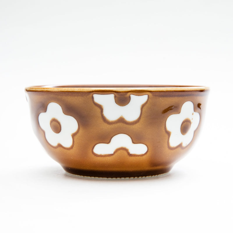 Bowl (Porcelain/With Lid/Flowers/S/5cm/Ø11.5cm/SMCol(s): Brown,White)