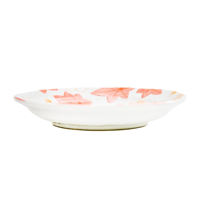 Plate (Porcelain/Autumn Leaves/2cm/Ø12cm/SMCol(s): White,Orange,Red)