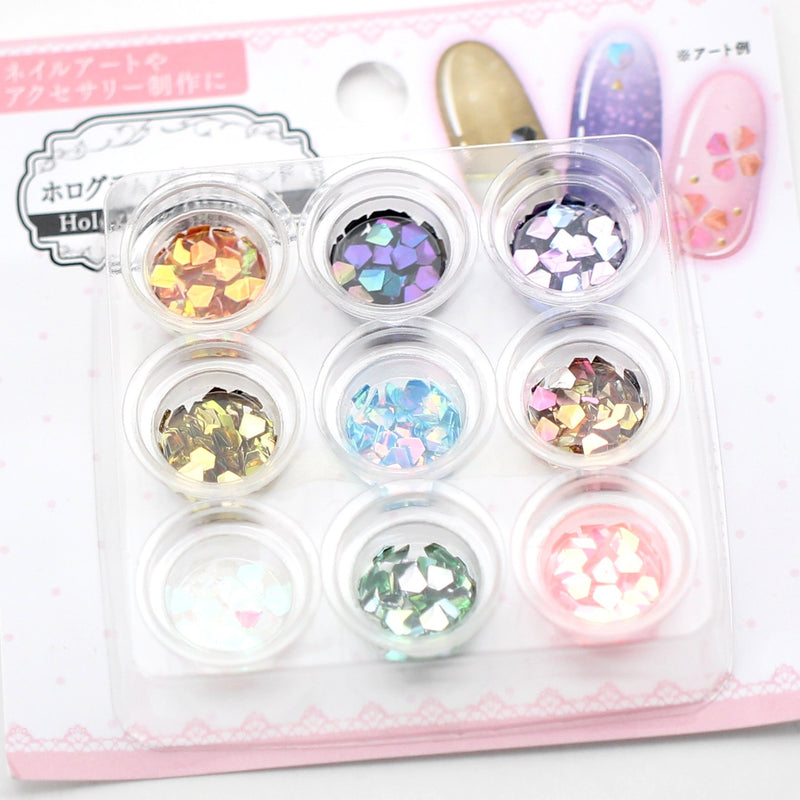 Nail Studs (Polyvinyl Chloride/Holographic/Diamond/9 Colours/9pcs)