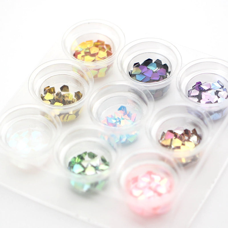 Nail Studs (Polyvinyl Chloride/Holographic/Diamond/9 Colours/9pcs)