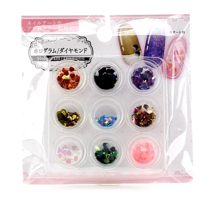 Nail Studs (Polyvinyl Chloride/Holographic/Diamond/9 Colours/9pcs)
