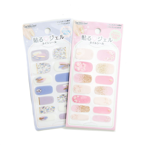 Gel Nail Stickers (With Mini File/Flower/SMCol(s): Pink,Purple/Red,Yellow/Multicolour/Green,Yellow/Blue)