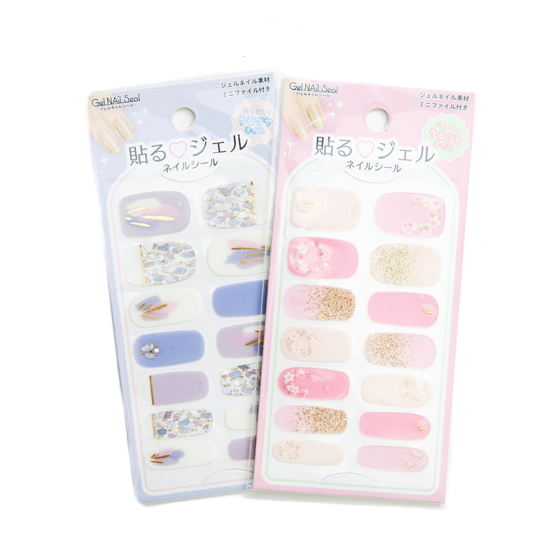 Gel Nail Stickers (With Mini File/Flower/SMCol(s): Pink,Purple/Red,Yellow/Multicolour/Green,Yellow/Blue)