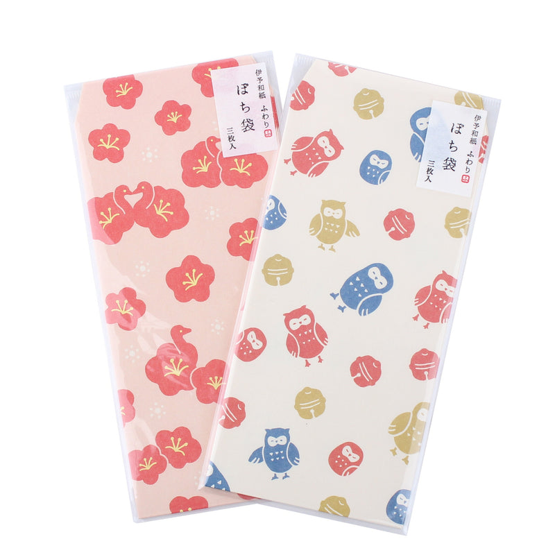 Japanese Tip Envelopes with Stickers L (Plum Flower, Crane)