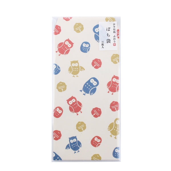 Japanese Tip Envelopes with Stickers L (Bells & Owls)