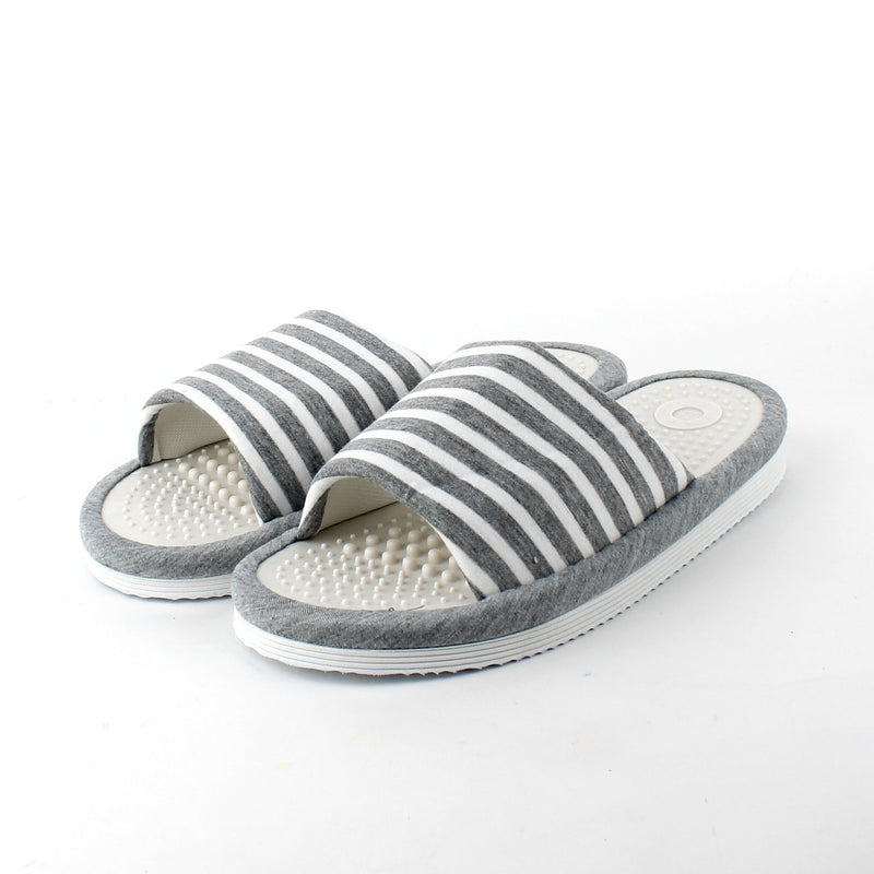 Grey & White Striped Massage Slippers (L)