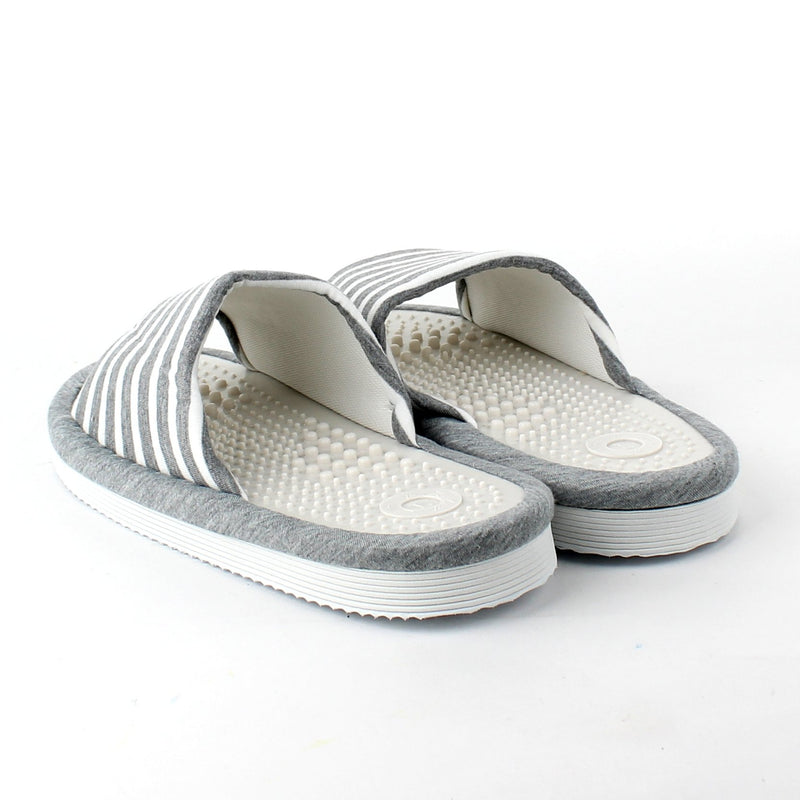 Grey & White Striped Massage Slippers (L)