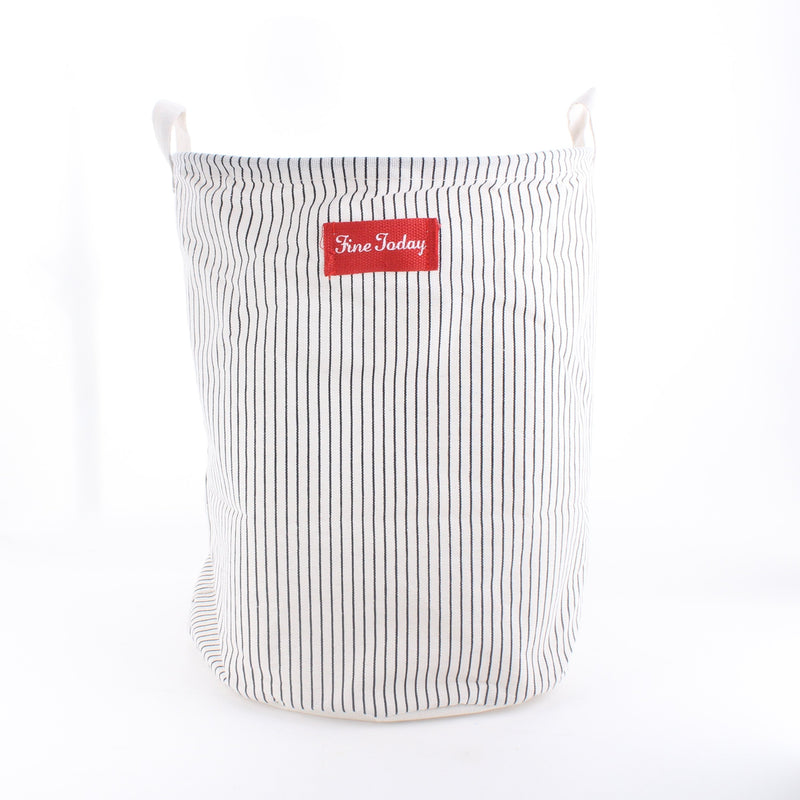 Monotone Striped Foldable Fabric Laundry Basket