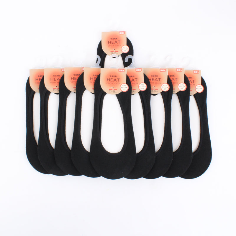 Women Solid Black Non-Slip Sockettes (23-25cm)