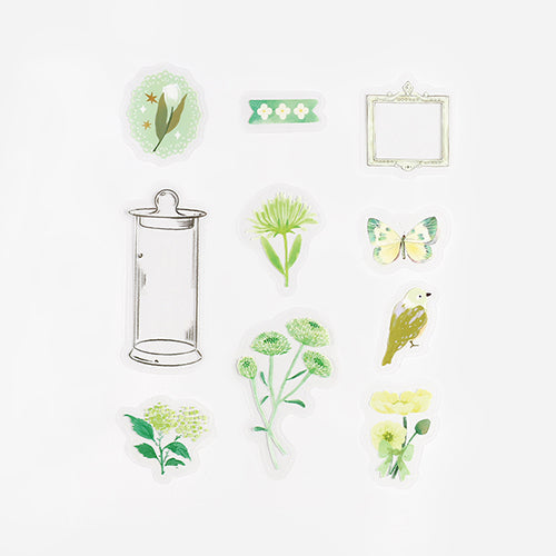 Blooming Flower in a Bottle Sticker Flakes (Light Green)