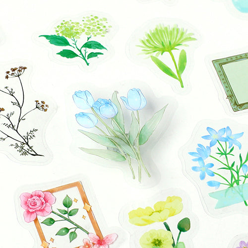 Blooming Flower in a Bottle Sticker Flakes (Light Green)