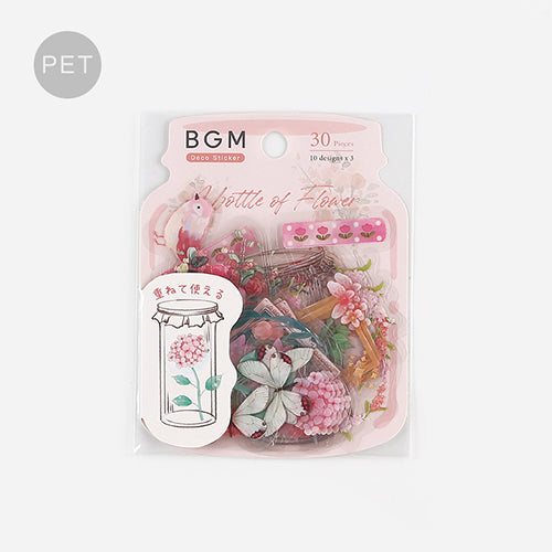 Blooming Flower in a Bottle Sticker Flakes (Pink)