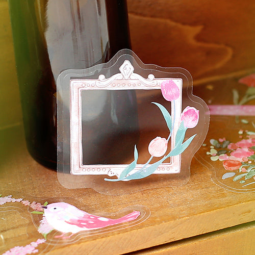 Blooming Flower in a Bottle Sticker Flakes (Pink)