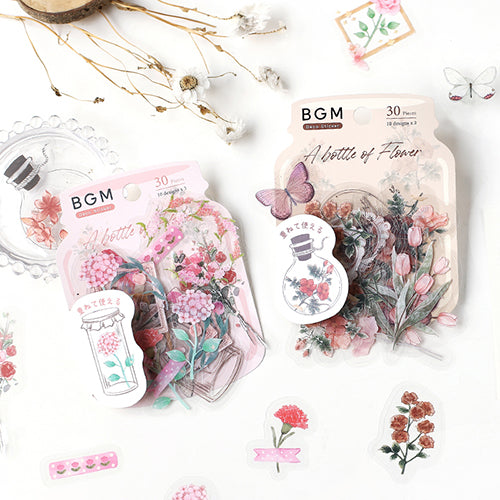 Blooming Flower in a Bottle Sticker Flakes (Pink)