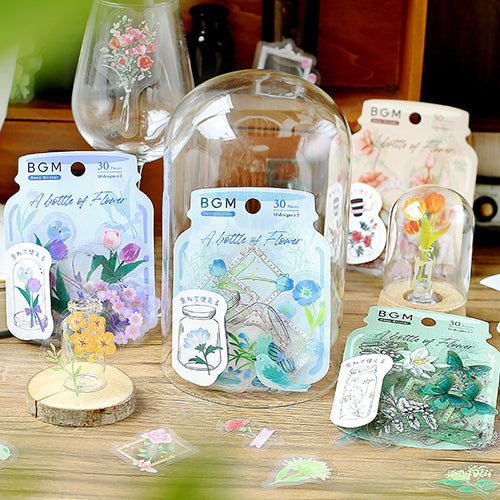 Blooming Flower in a Bottle Sticker Flakes (Violet)