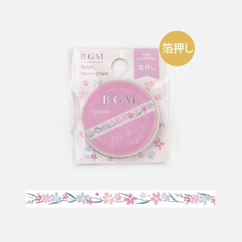 BGM Silver Foil Stamping Flower Branch Masking Tape
