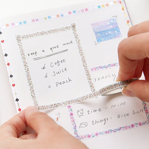 BGM Silver Foil Stamping Flower Branch Masking Tape