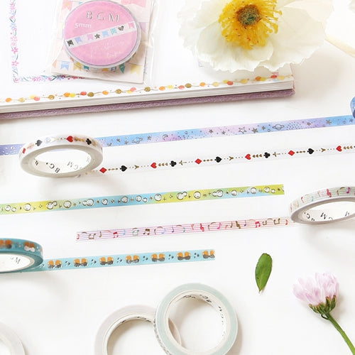 BGM Silver Foil Stamping Flower Branch Masking Tape