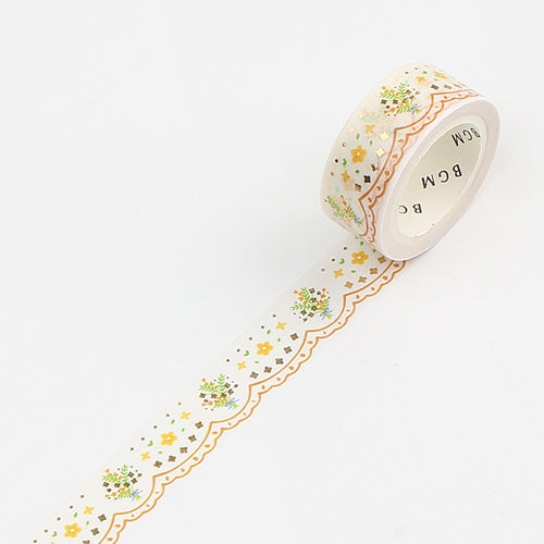 BGM Foil Stamping Lace, Yellow Flower Masking Tape (Multicolour)