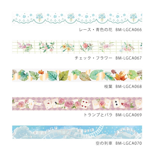 BGM Foil Stamping Lace, Blue Flower Masking Tape (Blue,White)