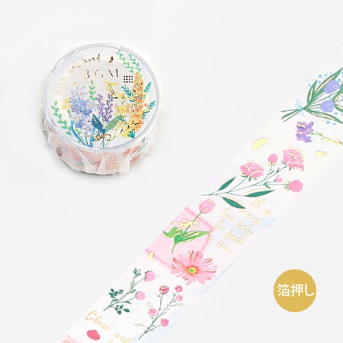 BGM Foil Stamping Blossoming Flower Letter Masking Tape