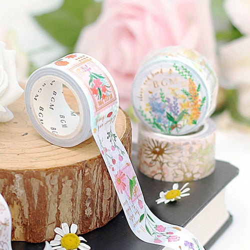 BGM Foil Stamping Blossoming Flower Letter Masking Tape