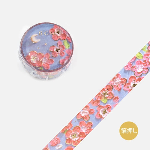 BGM Foil Stamping Masking Tape (Oil Pastel: Moon & Flower)